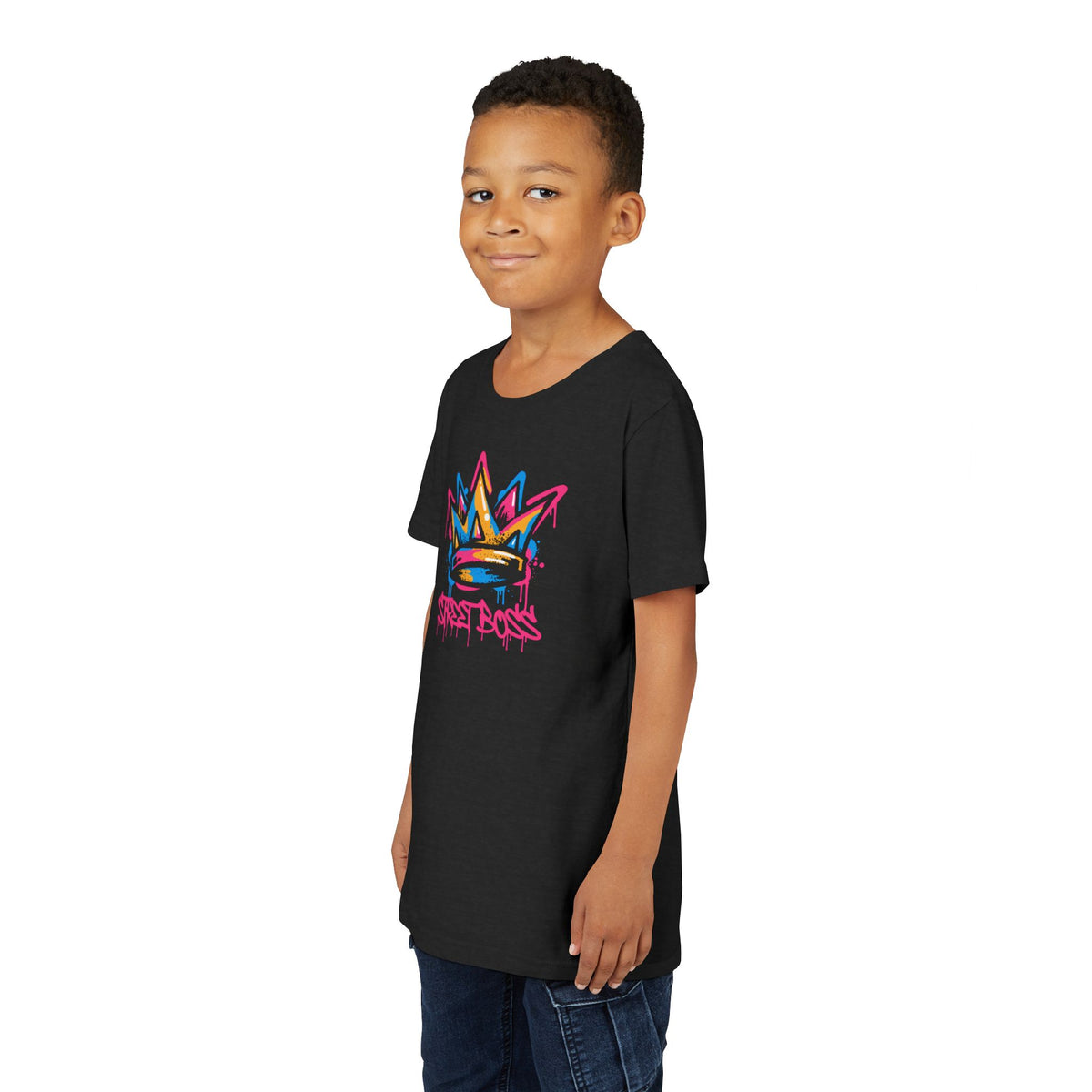 Youth Tee — Graffiti Crown “Street Boss” Kids T‑Shirt