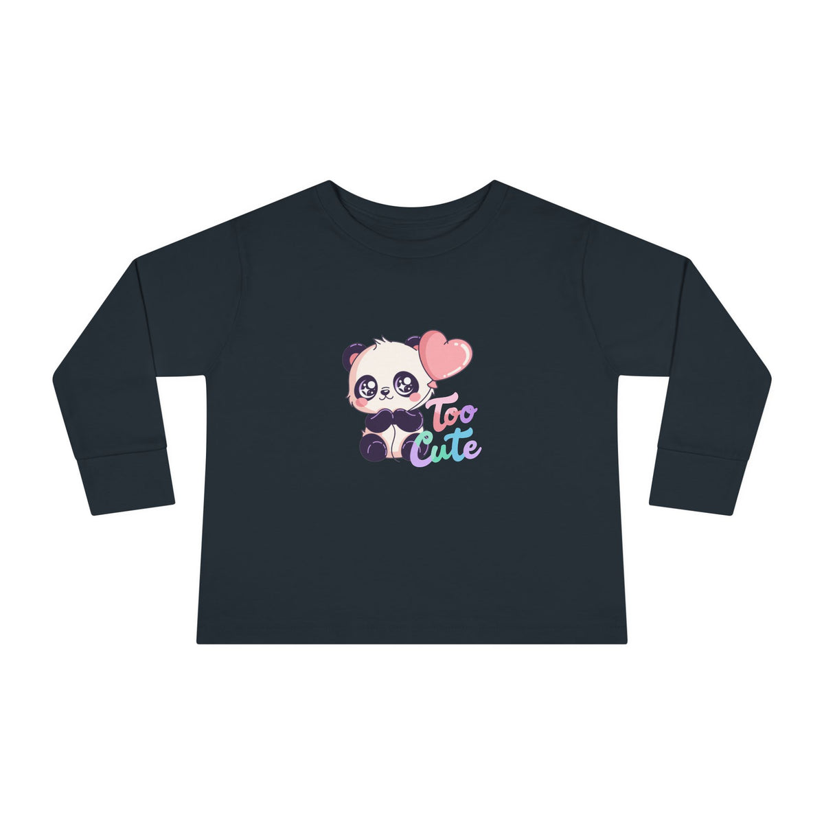 Toddler Tee — "Too Cute" Panda Heart Long-Sleeve