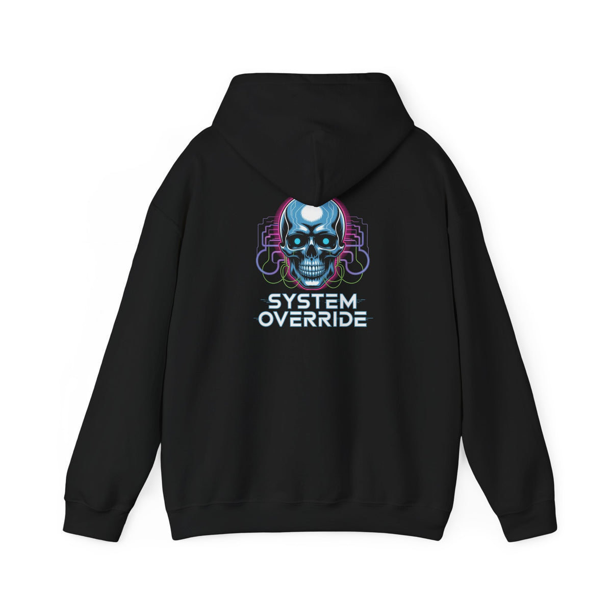 Cyber Skull Hoodie — "System Override" Retro Vaporwave Tech Skull Pullover