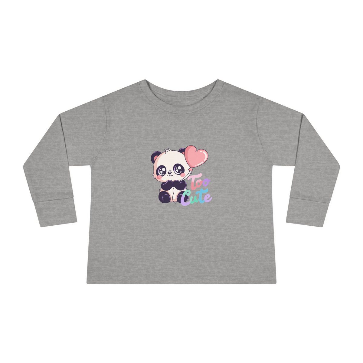 Toddler Tee — "Too Cute" Panda Heart Long-Sleeve