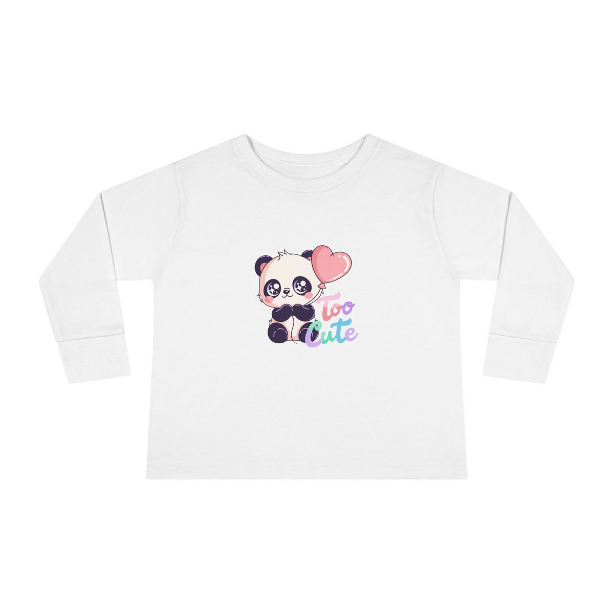 Toddler Tee — "Too Cute" Panda Heart Long-Sleeve
