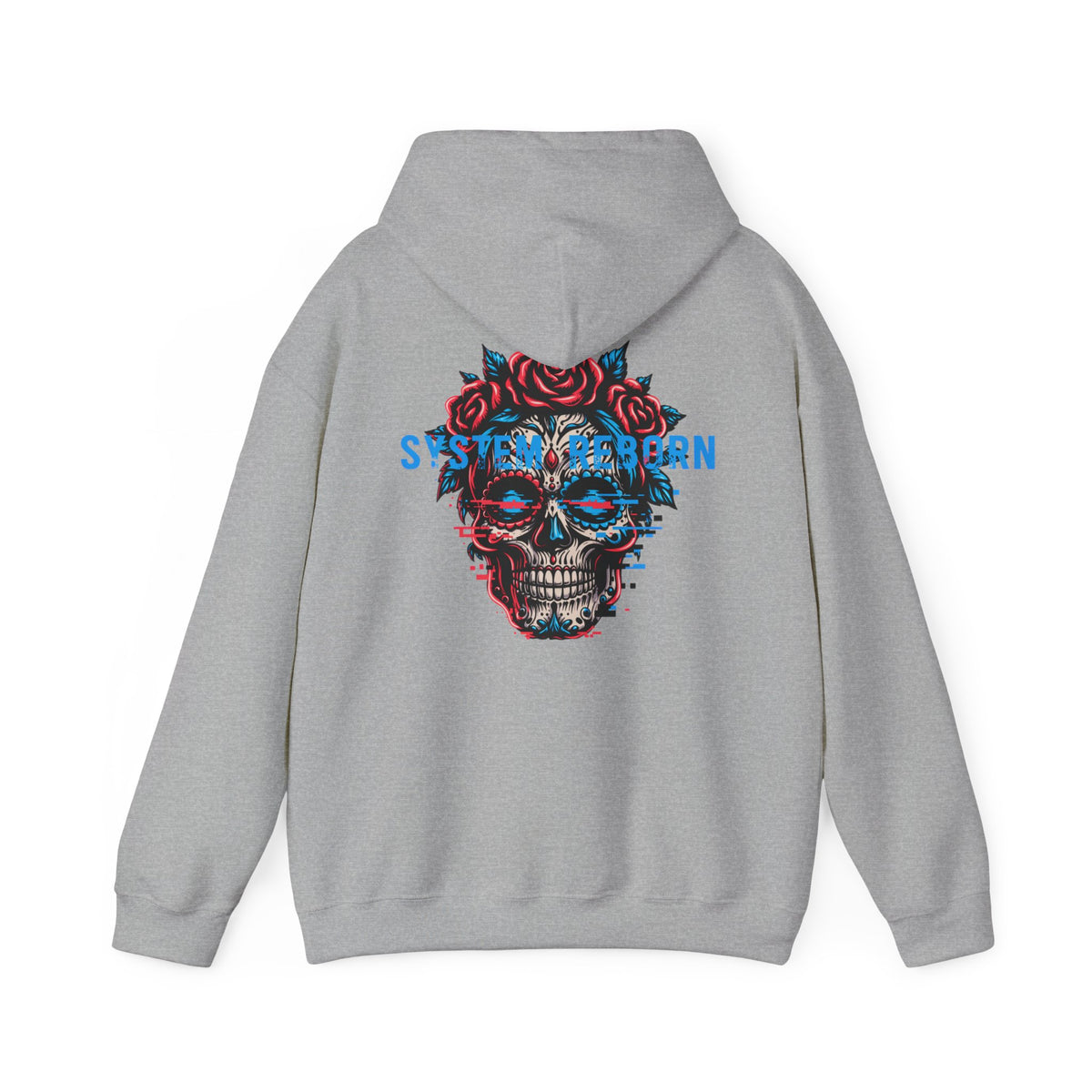 Skull & Roses Hoodie — 'System Reborn' Graphic Pullover