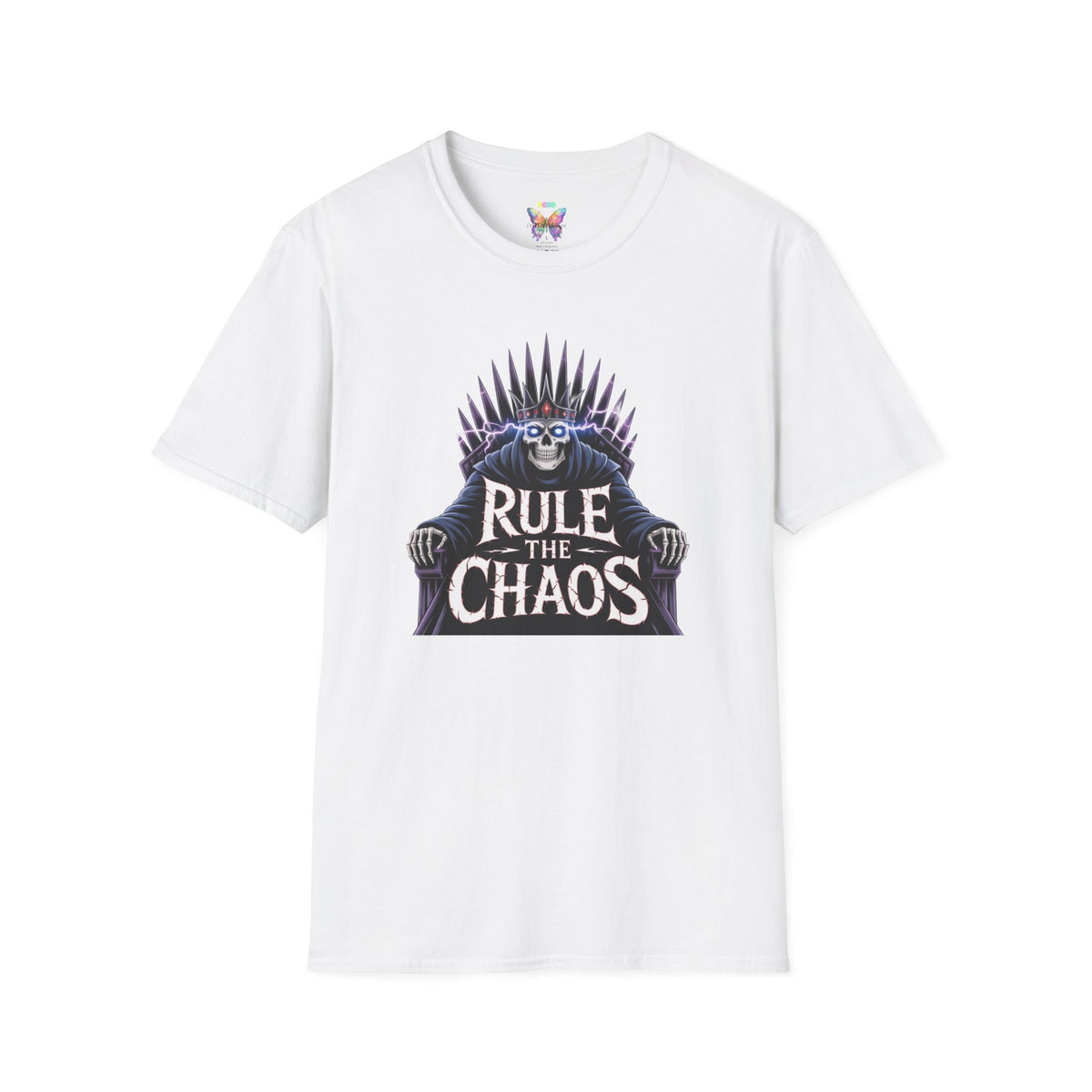 Rule the Chaos T-Shirt — Gothic Skull Throne Graphic Tee