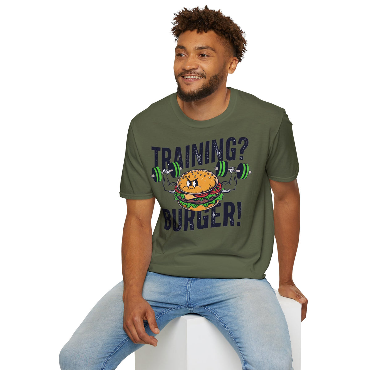 Training? Burger! T-Shirt — Funny Gym Burger Workout Tee