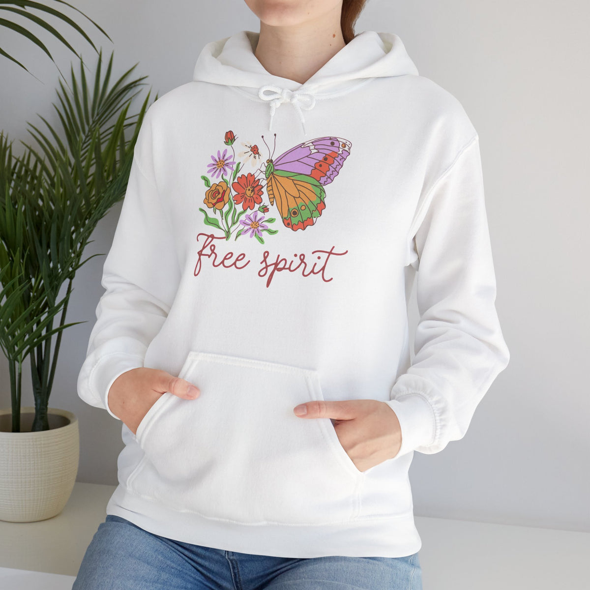 Free Spirit Butterfly Hoodie — Floral Boho Sweatshirt