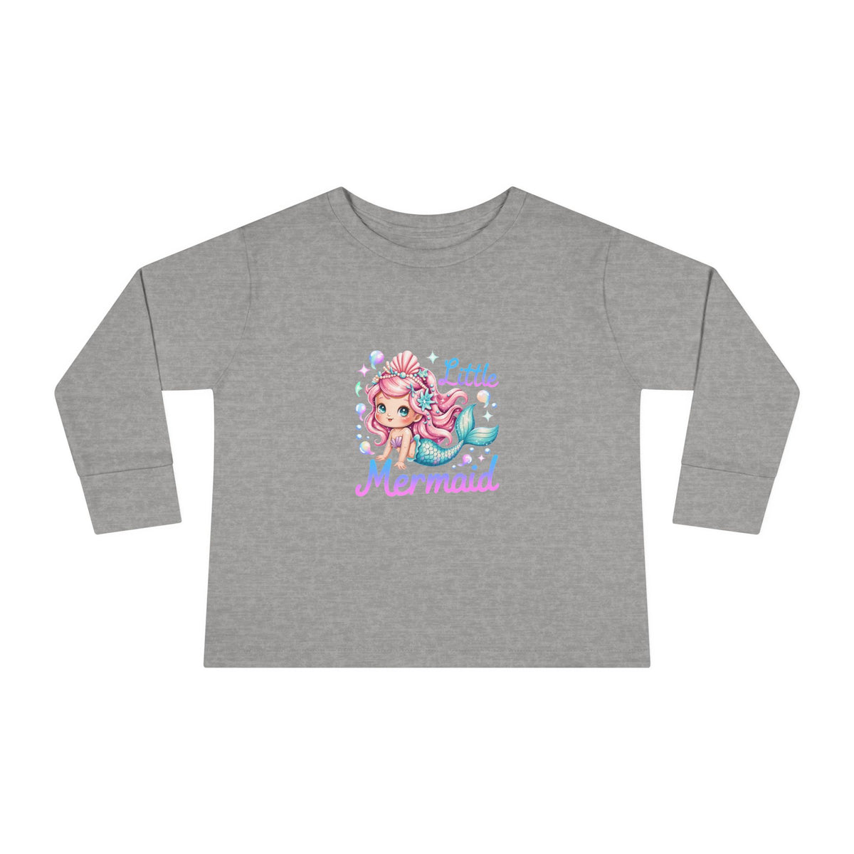 Little Mermaid Toddler Long Sleeve Tee — Cute Pink Mermaid Graphic