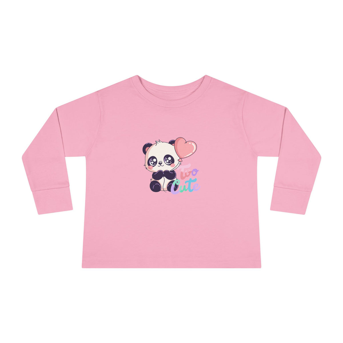 Toddler Tee — "Too Cute" Panda Heart Long-Sleeve