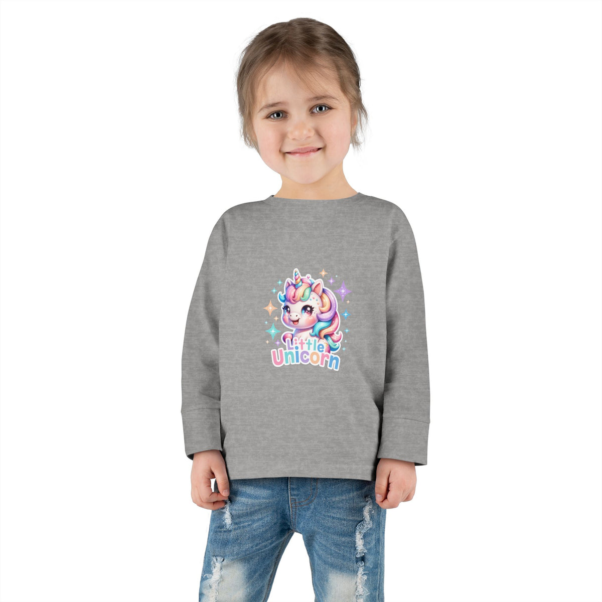 Toddler Long Sleeve Tee - Little Unicorn Cute Rainbow Graphic