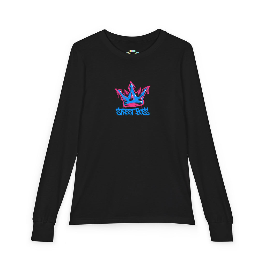 Youth Long Sleeve Tee — Graffiti Crown "Street Boss" Design