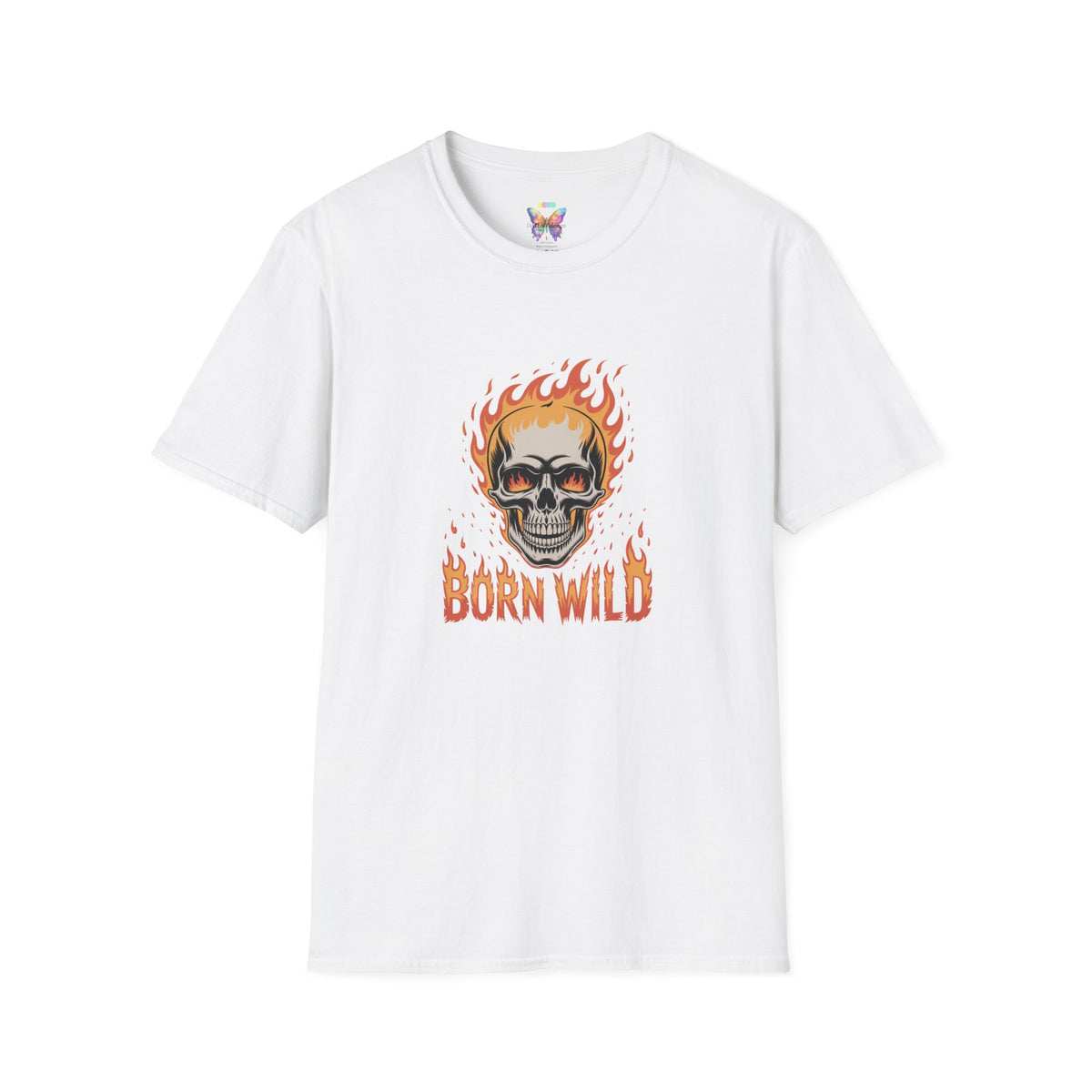 Born Wild Flame Skull T-Shirt