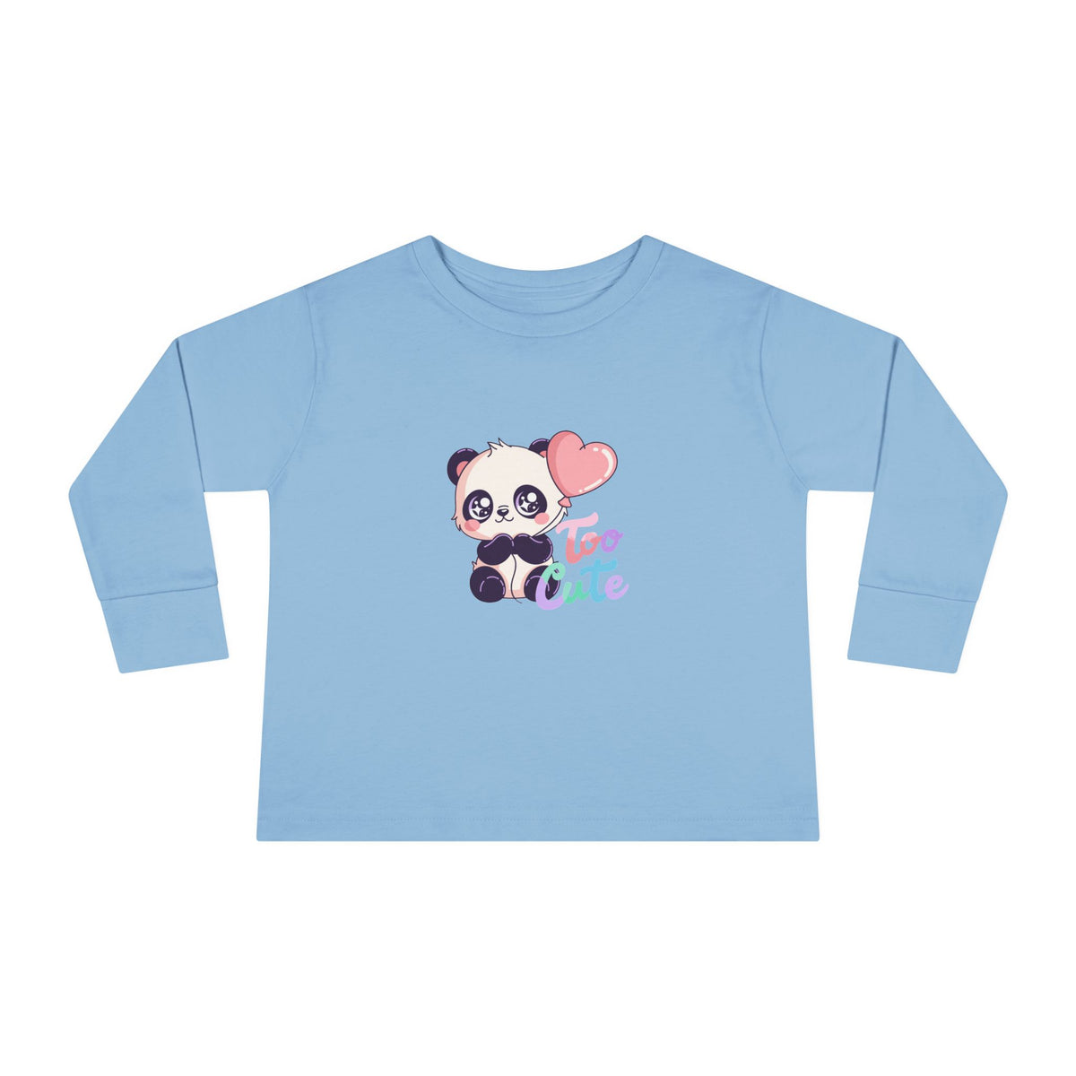 Toddler Tee — "Too Cute" Panda Heart Long-Sleeve
