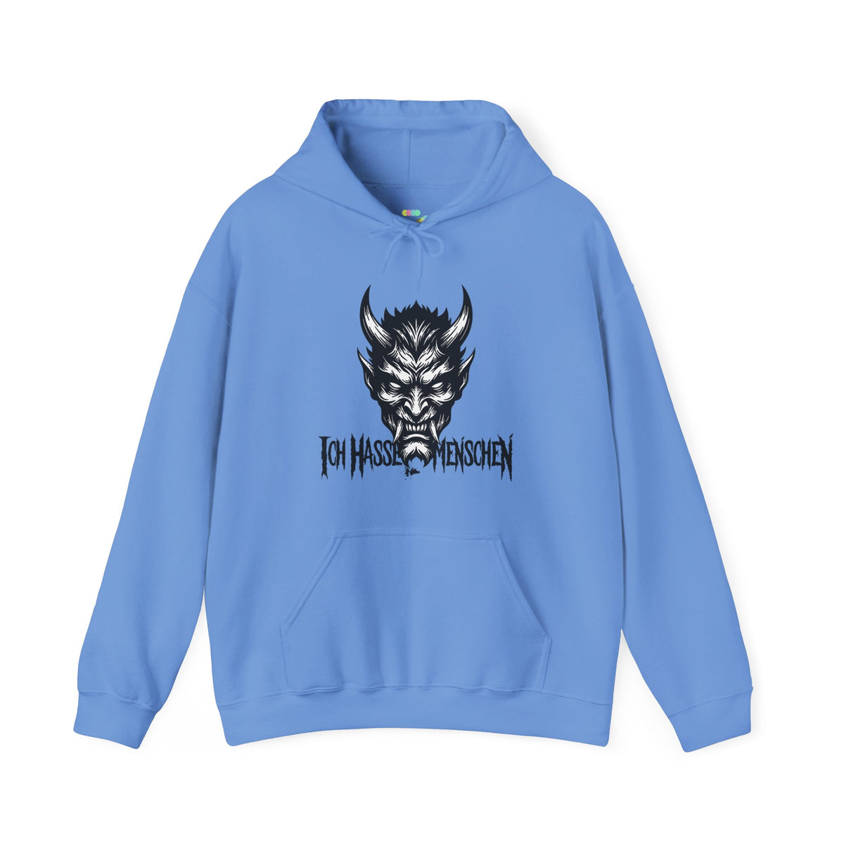 Devil Face Hoodie with 'Ich Hasse Menschen' Gothic Graphic