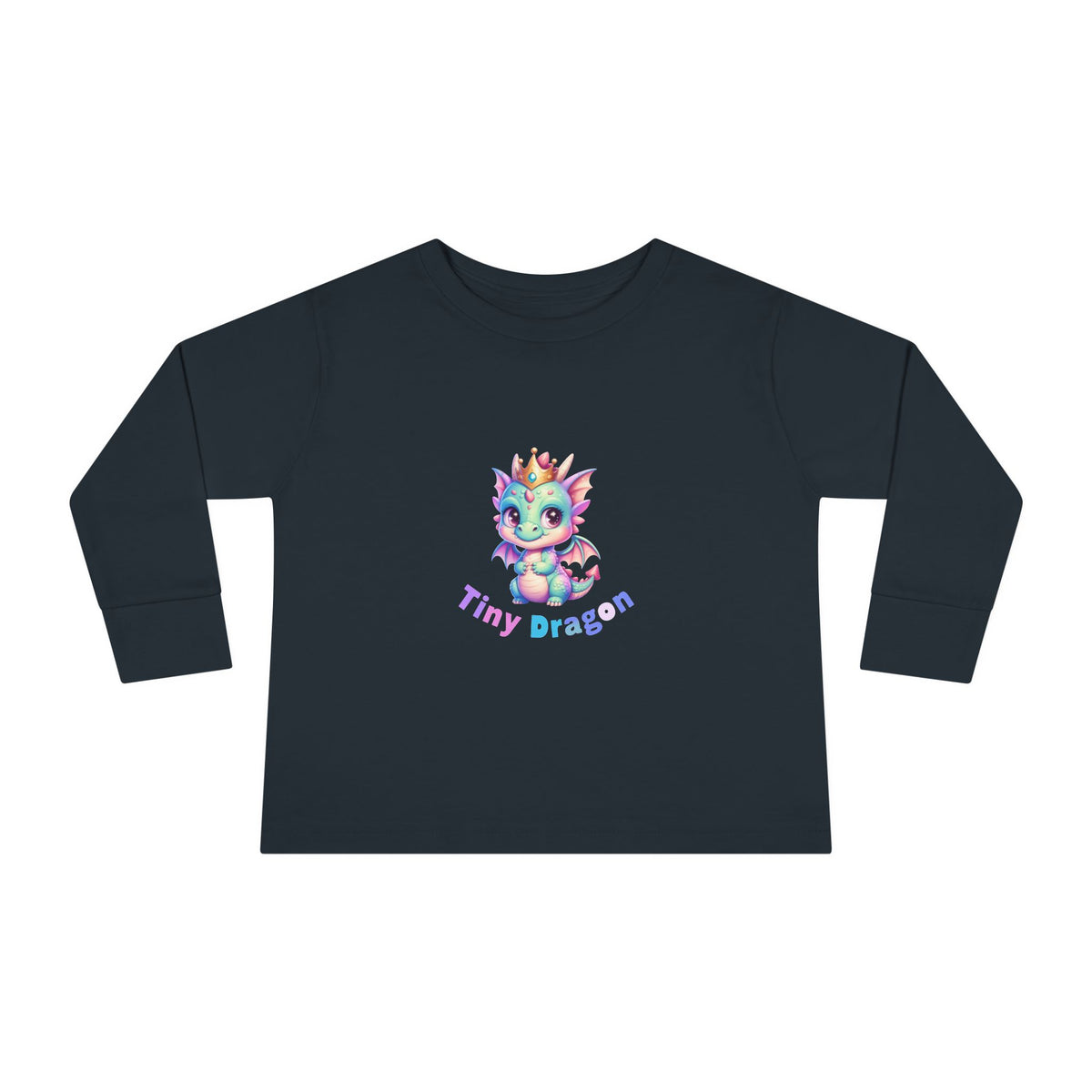 Toddler Long Sleeve Tee - "Tiny Dragon" Cute Pastel Baby Dragon Graphic