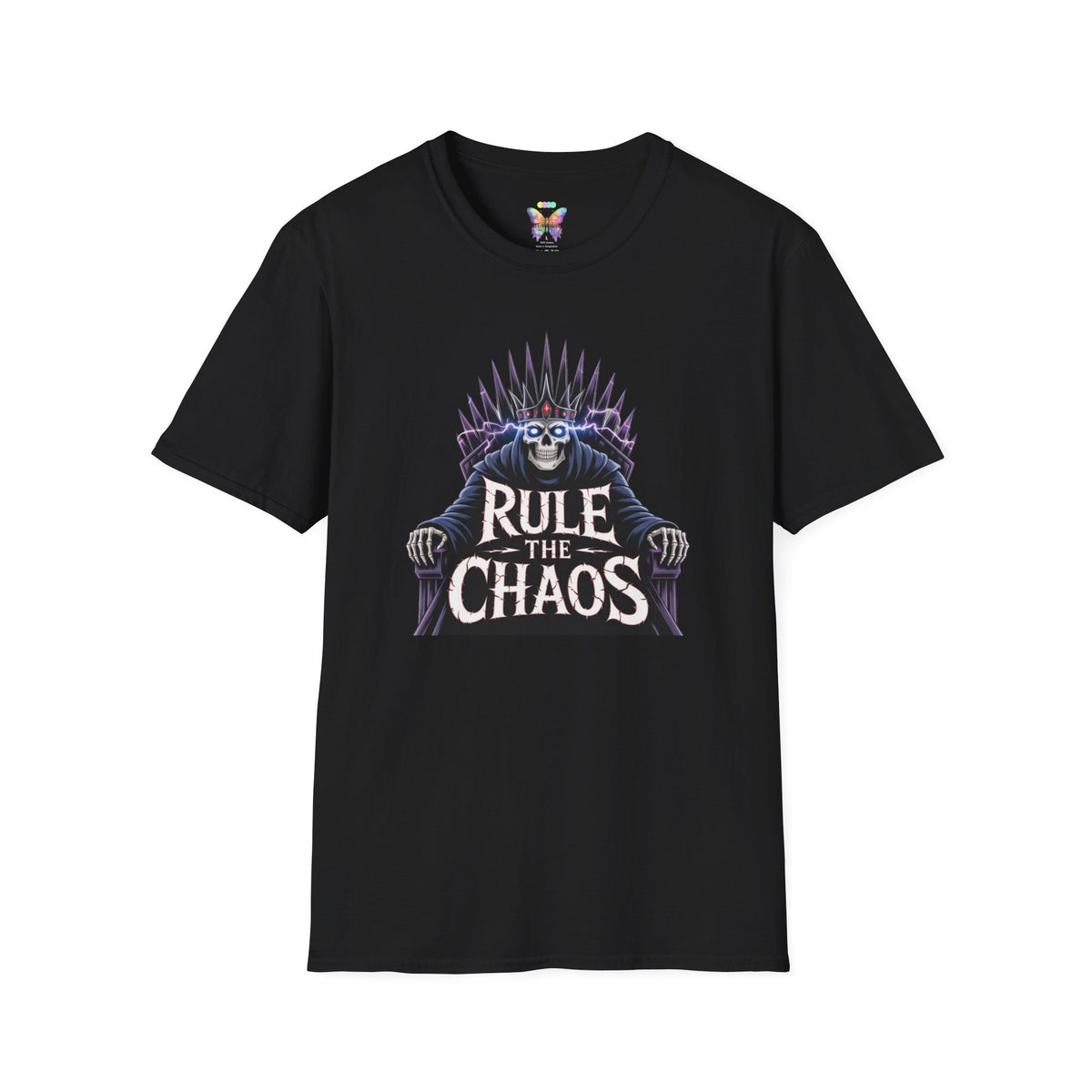 Rule the Chaos T-Shirt — Gothic Skull Throne Graphic Tee