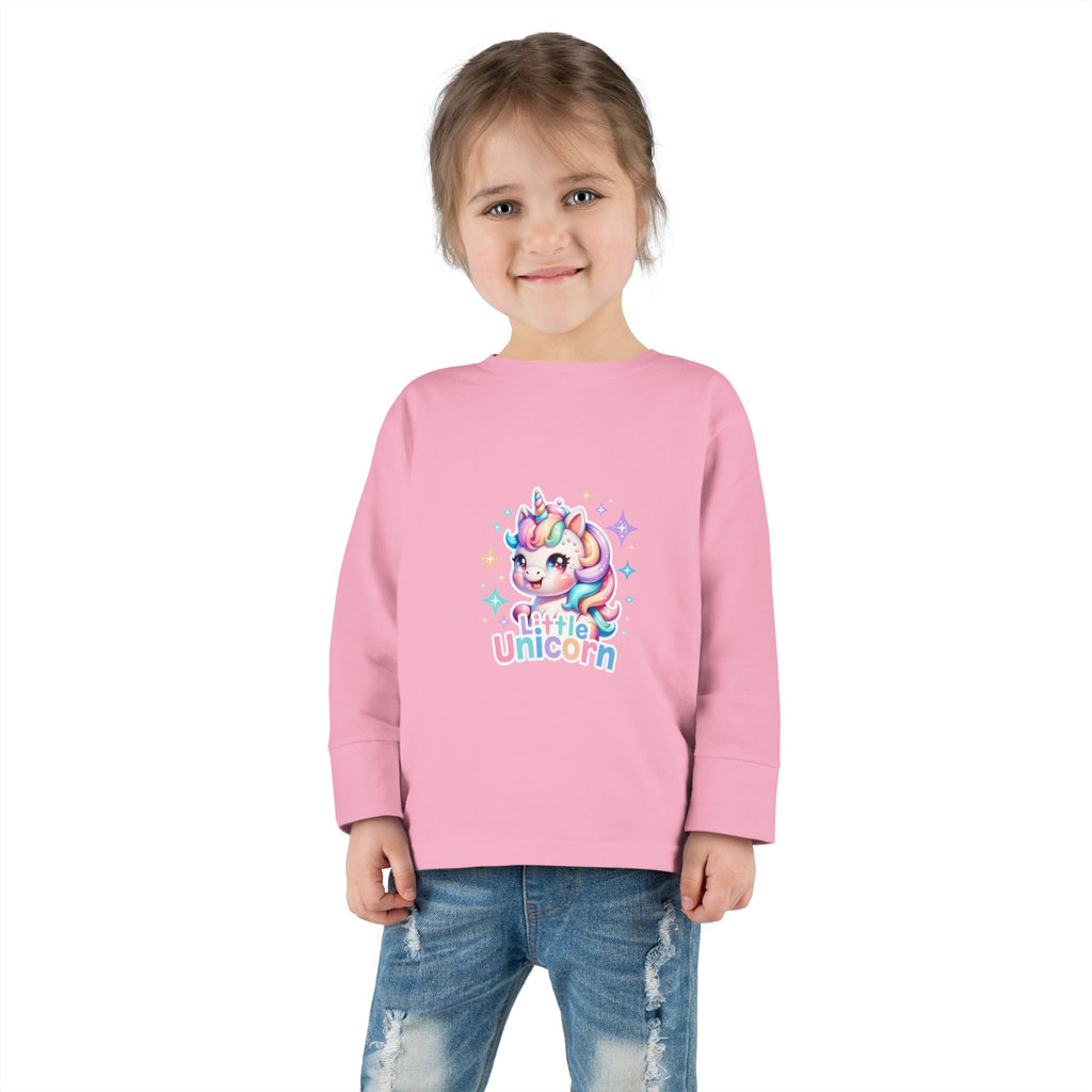 Toddler Long Sleeve Tee - Little Unicorn Cute Rainbow Graphic