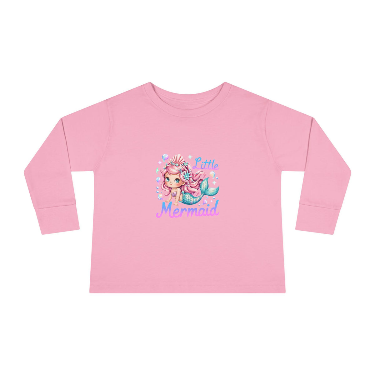 Little Mermaid Toddler Long Sleeve Tee — Cute Pink Mermaid Graphic
