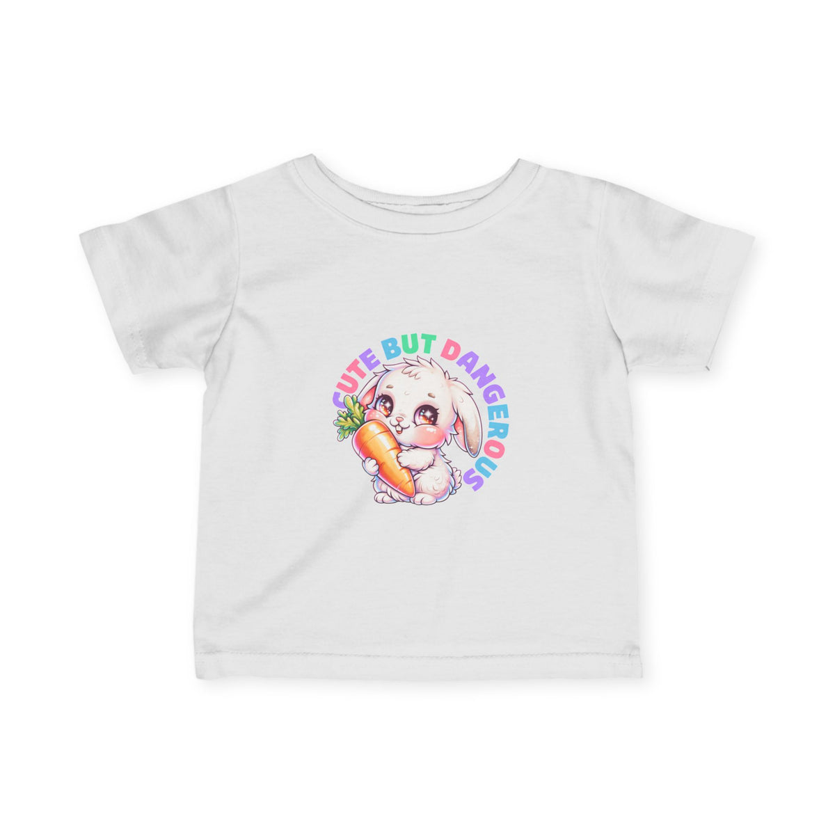 "Cute But Dangerous" Bunny Carrot Graphic Baby Shirt
