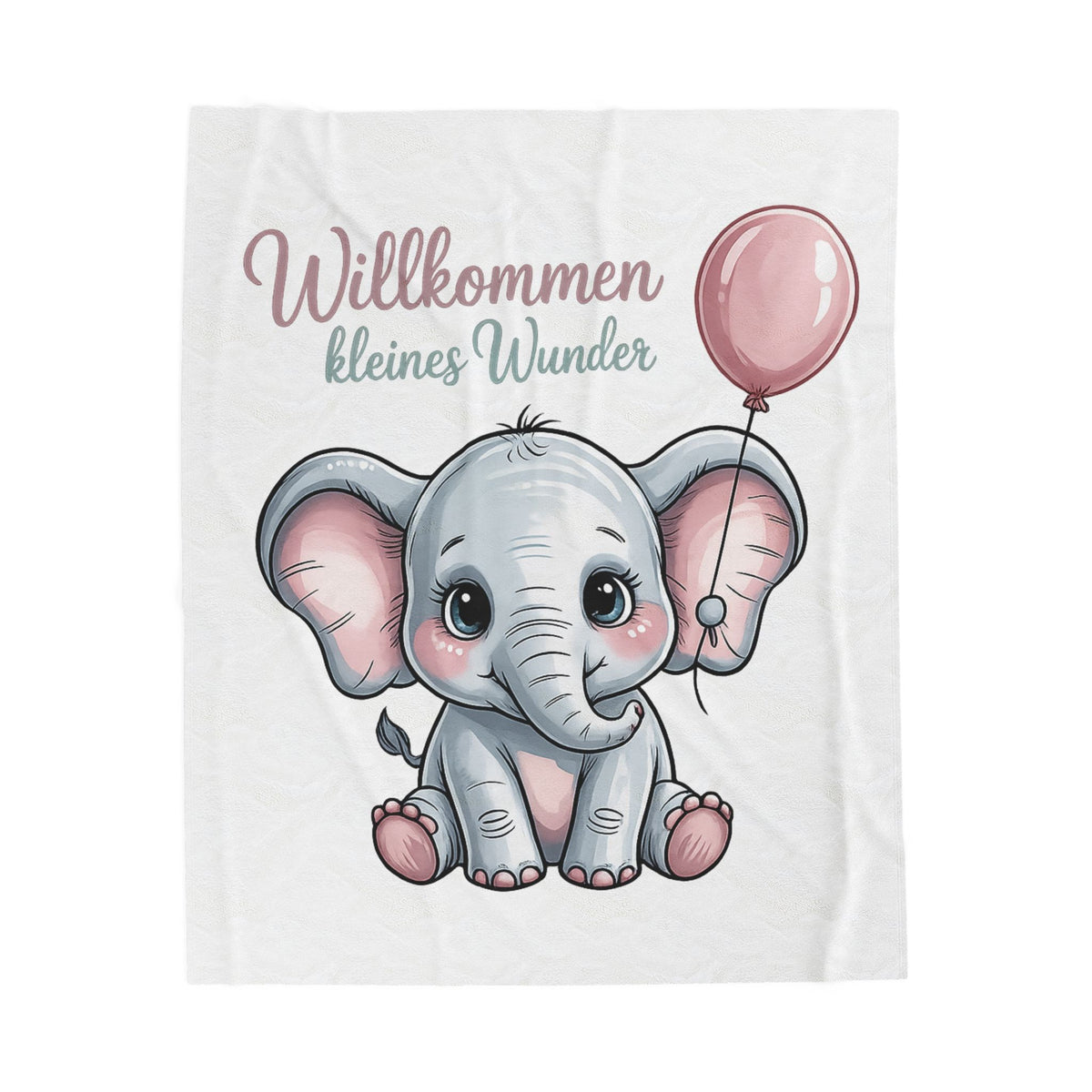Baby Elephant Plush Blanket — "Willkommen kleines Wunder" Newborn Gift