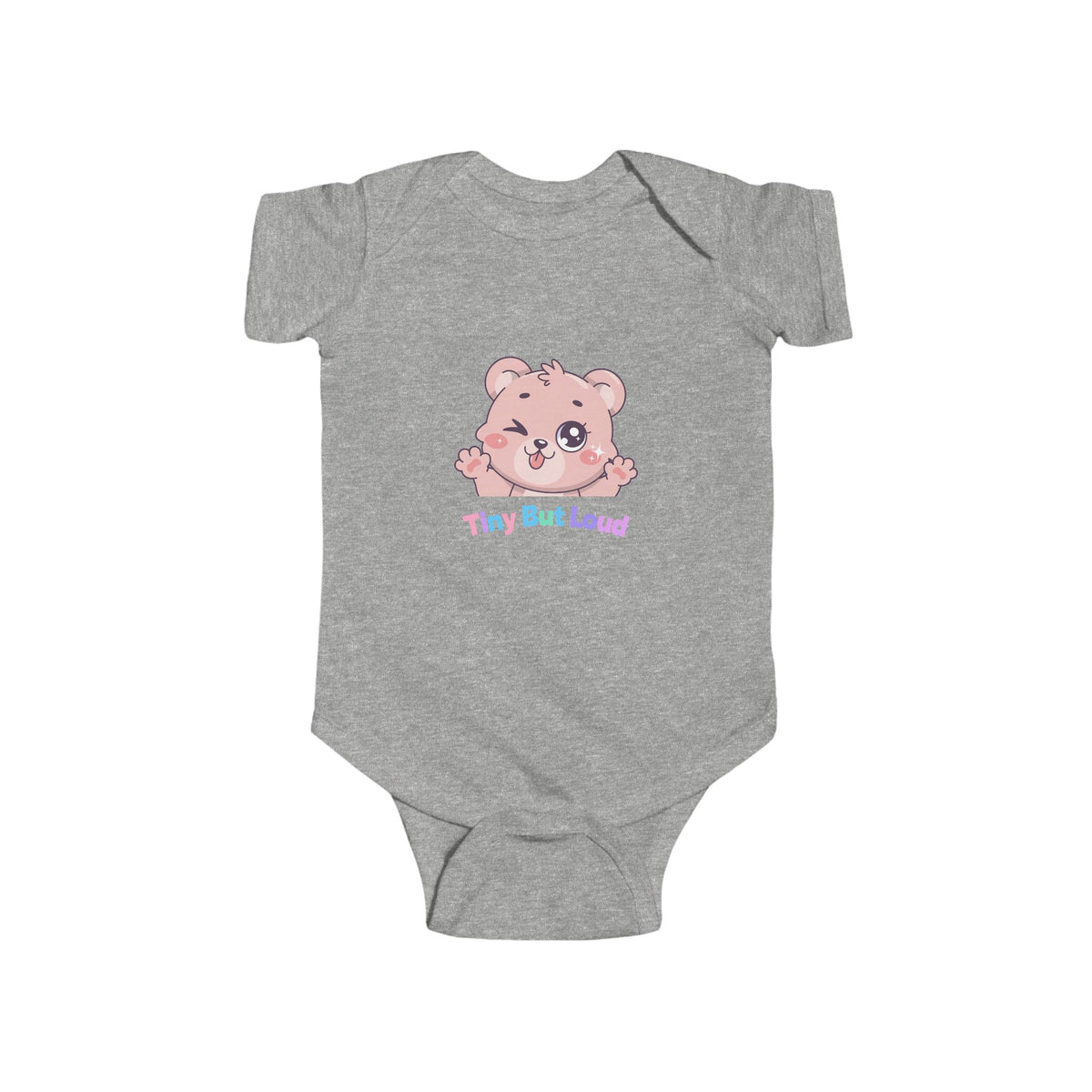 Infant Bodysuit - Cute Pink Bear "Tiny But Loud" Baby Onesie