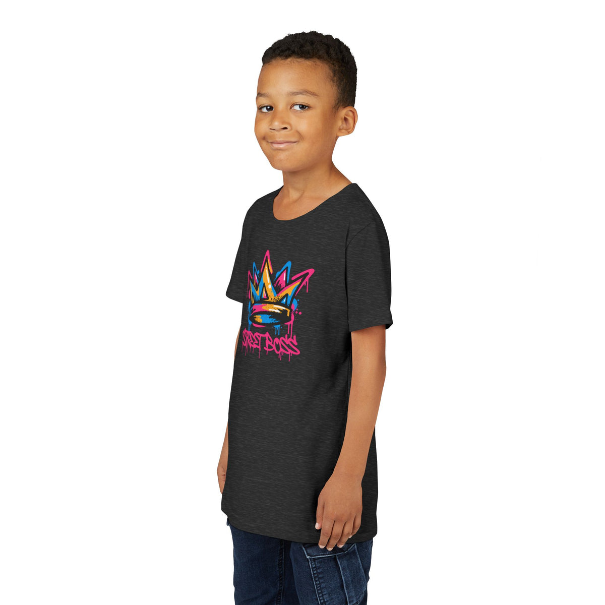 Youth Tee — Graffiti Crown “Street Boss” Kids T‑Shirt
