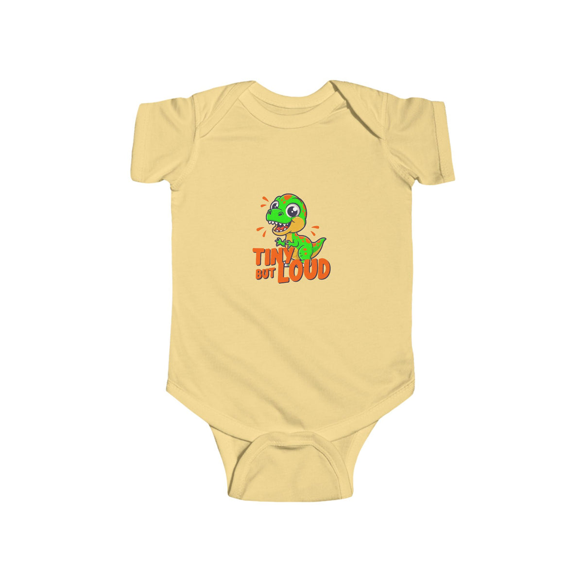 Infant Bodysuit – "Tiny But Loud" Baby Onesie with Cute Dinosaur Graphic