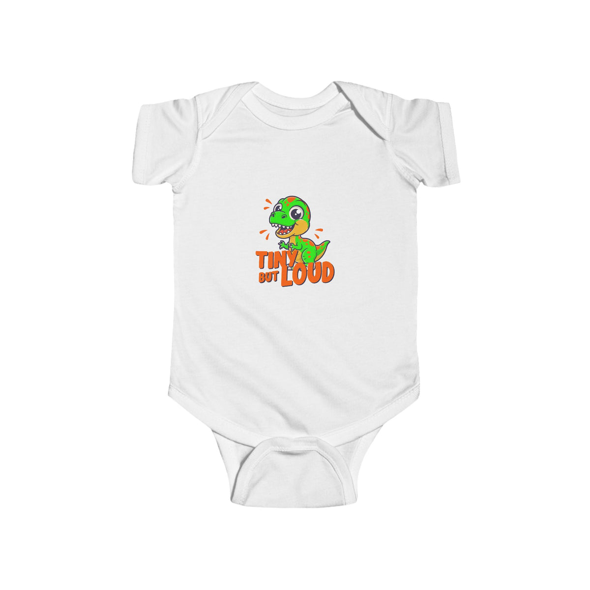 Infant Bodysuit – "Tiny But Loud" Baby Onesie with Cute Dinosaur Graphic