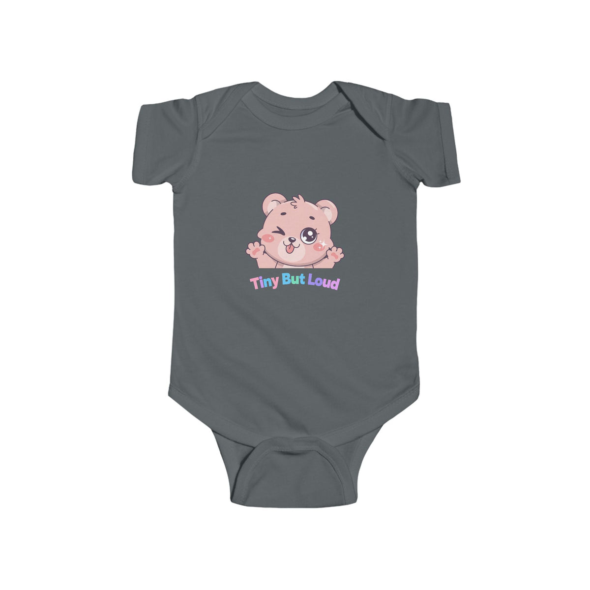 Infant Bodysuit - Cute Pink Bear "Tiny But Loud" Baby Onesie