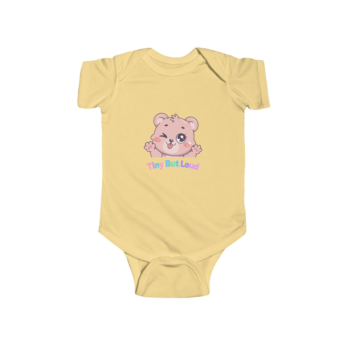 Infant Bodysuit - Cute Pink Bear "Tiny But Loud" Baby Onesie