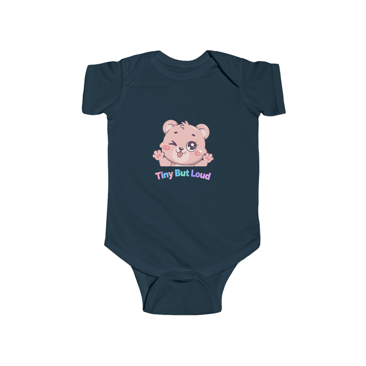 Infant Bodysuit - Cute Pink Bear "Tiny But Loud" Baby Onesie