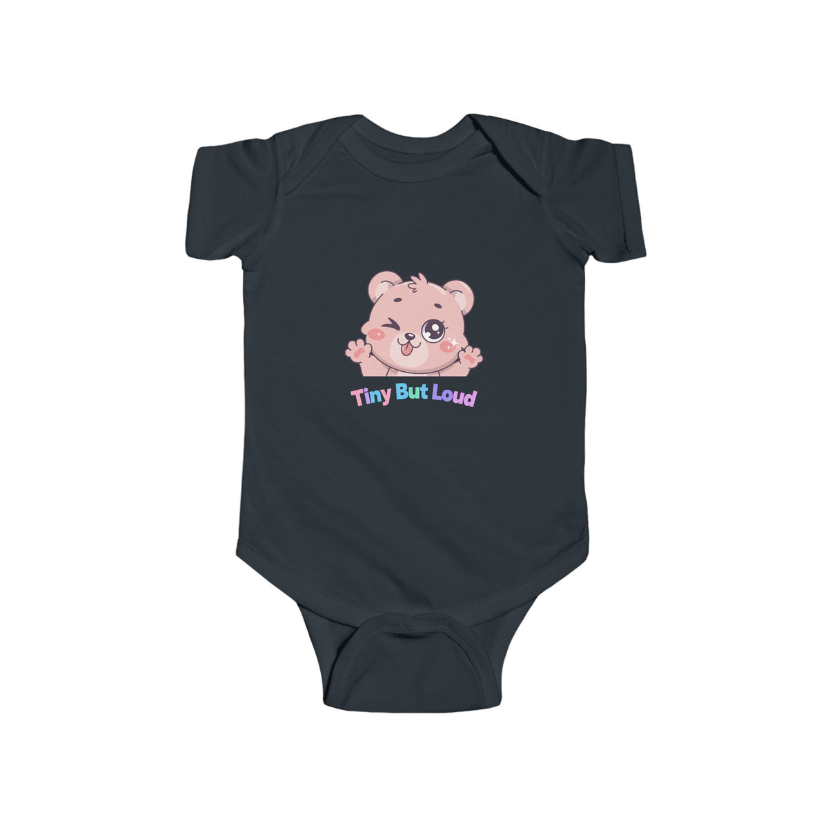 Infant Bodysuit - Cute Pink Bear "Tiny But Loud" Baby Onesie