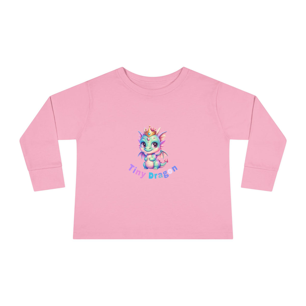 Toddler Long Sleeve Tee - "Tiny Dragon" Cute Pastel Baby Dragon Graphic