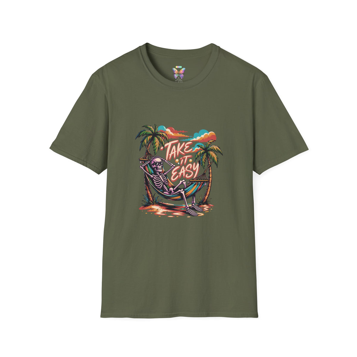 Take It Easy Beach T-Shirt — Hammock Palm Tree Vacation Tee