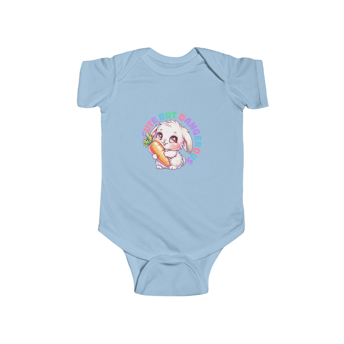 Baby Bodysuit — "Cute But Dangerous" Sloth with Carrot Graphic