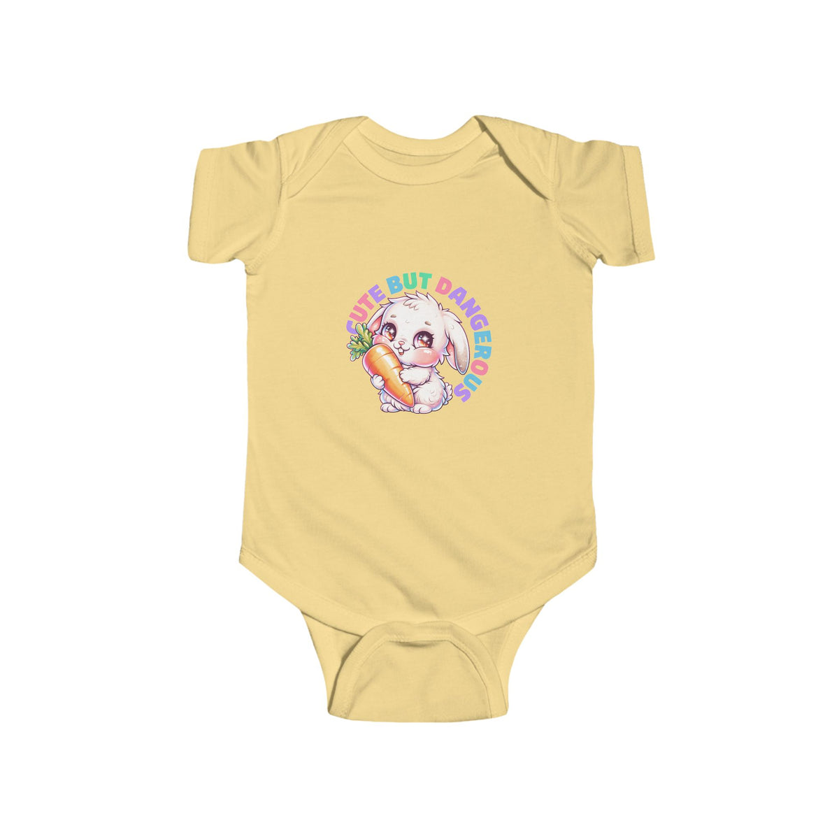 Baby Bodysuit — "Cute But Dangerous" Sloth with Carrot Graphic