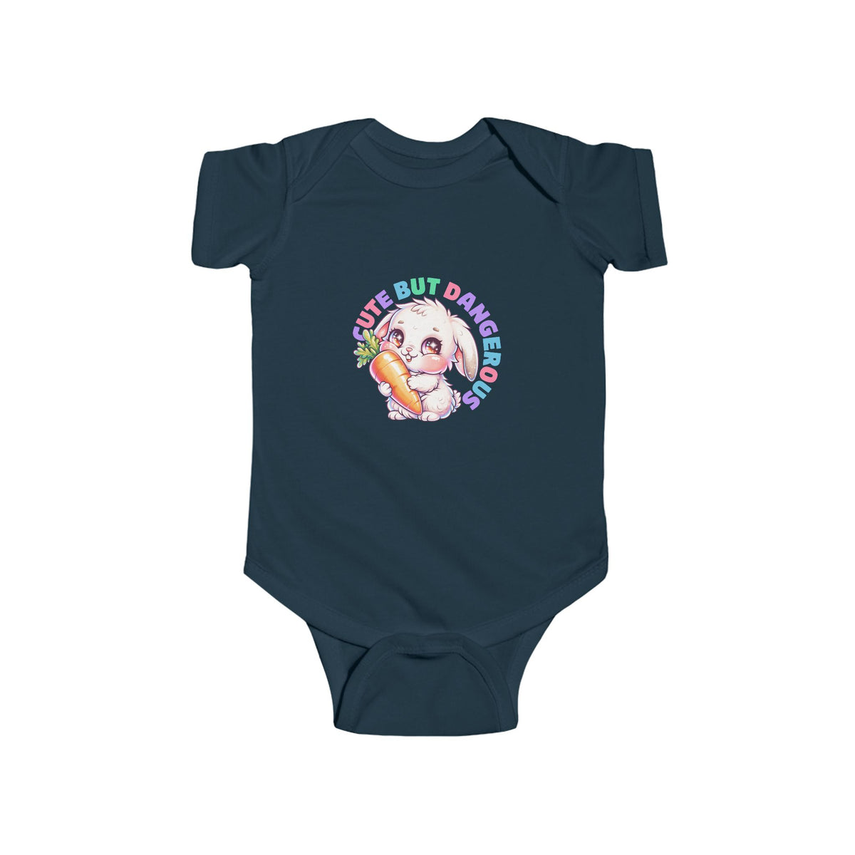 Baby Bodysuit — "Cute But Dangerous" Sloth with Carrot Graphic