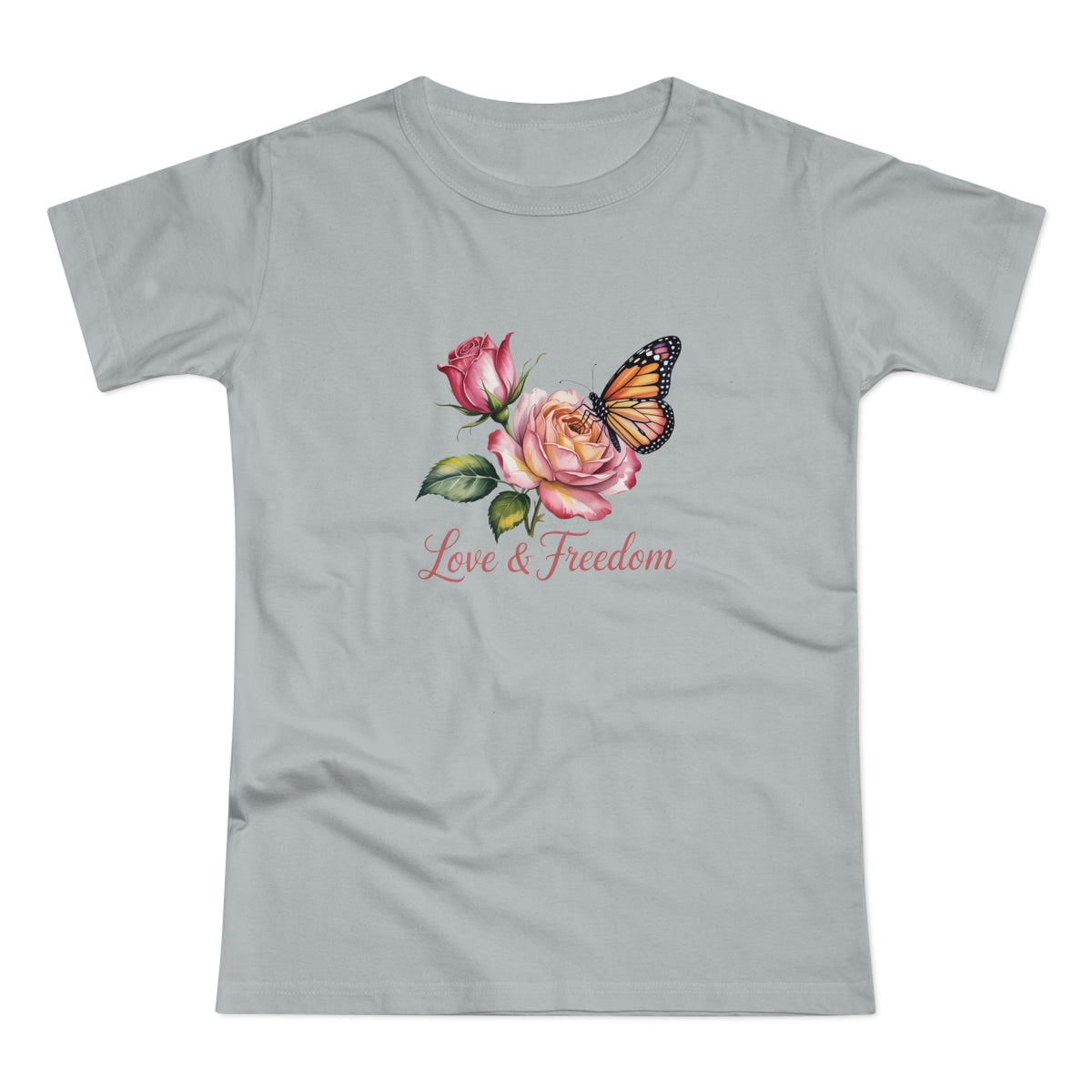 Love & Freedom Floral T-Shirt — Butterfly Rose Women's Tee