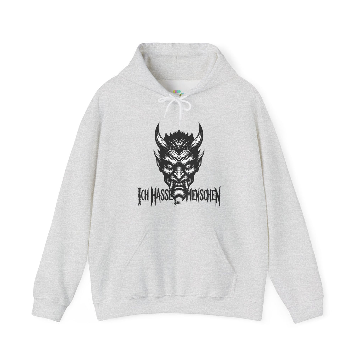 Devil Face Hoodie with 'Ich Hasse Menschen' Gothic Graphic