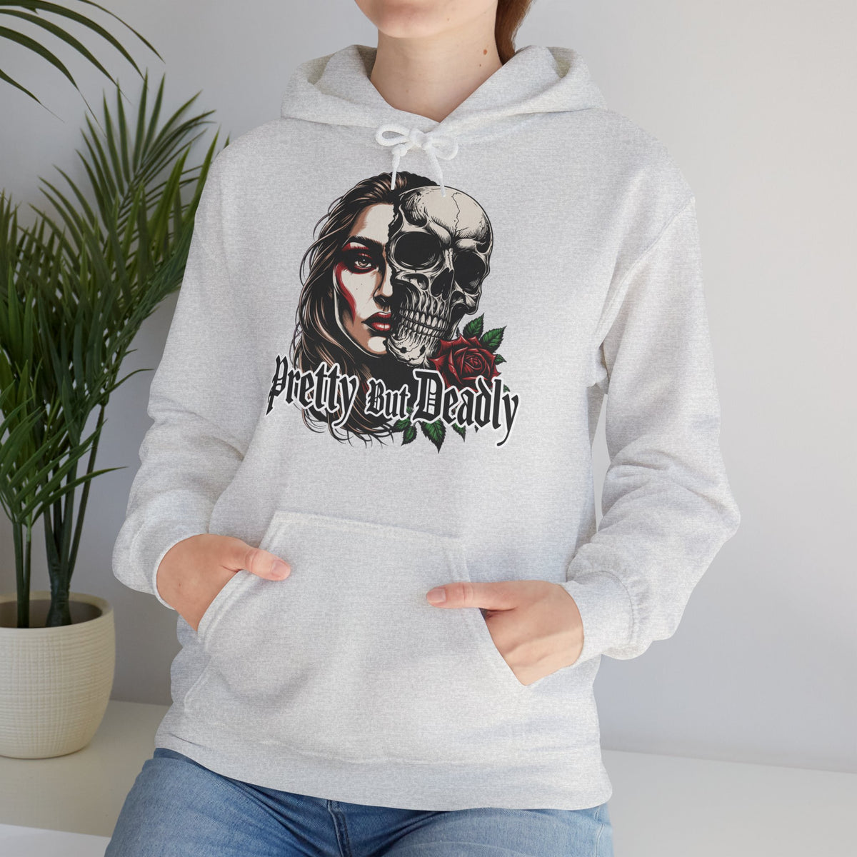 Hoodie — "Pretty But Deadly" Skull Rose