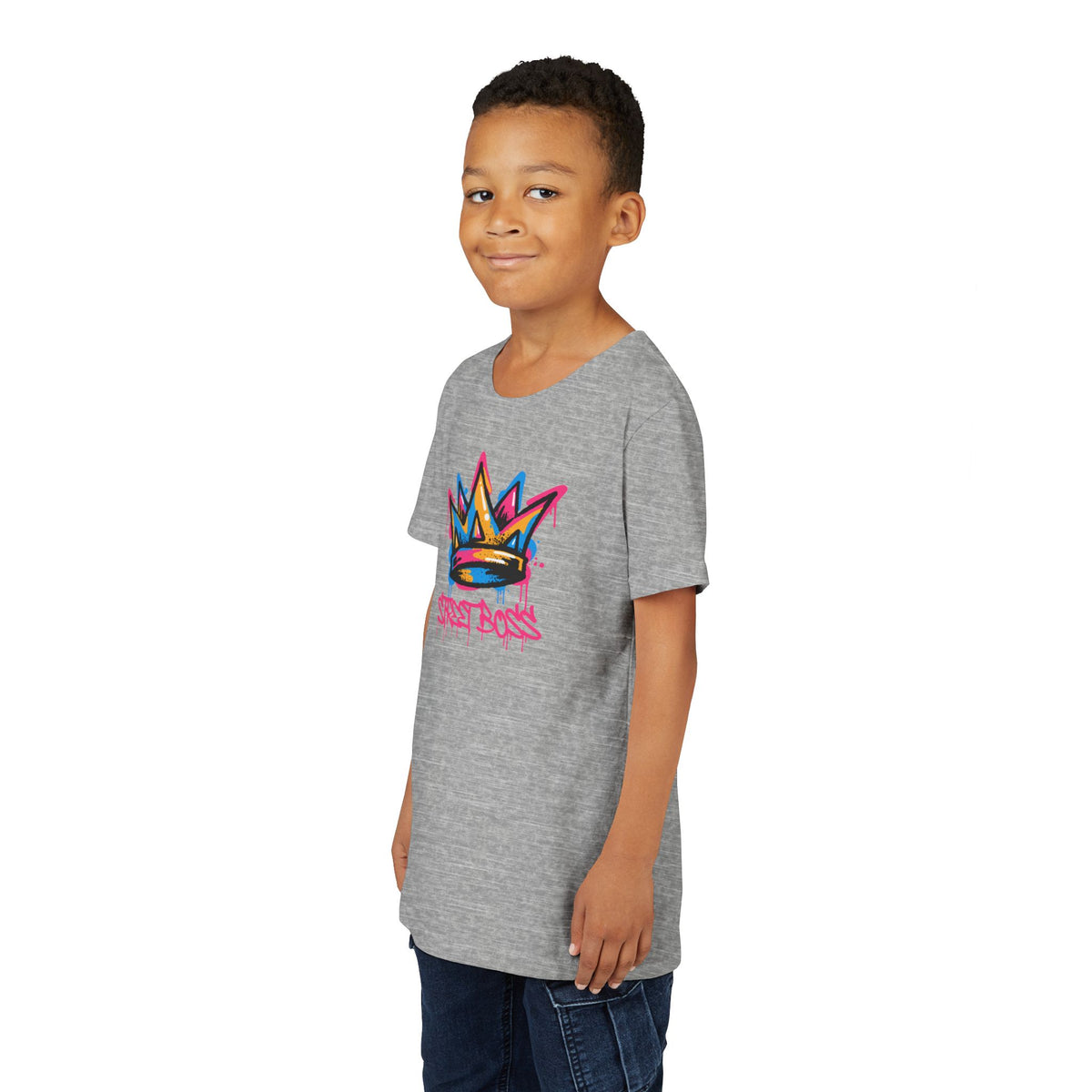 Youth Tee — Graffiti Crown “Street Boss” Kids T‑Shirt