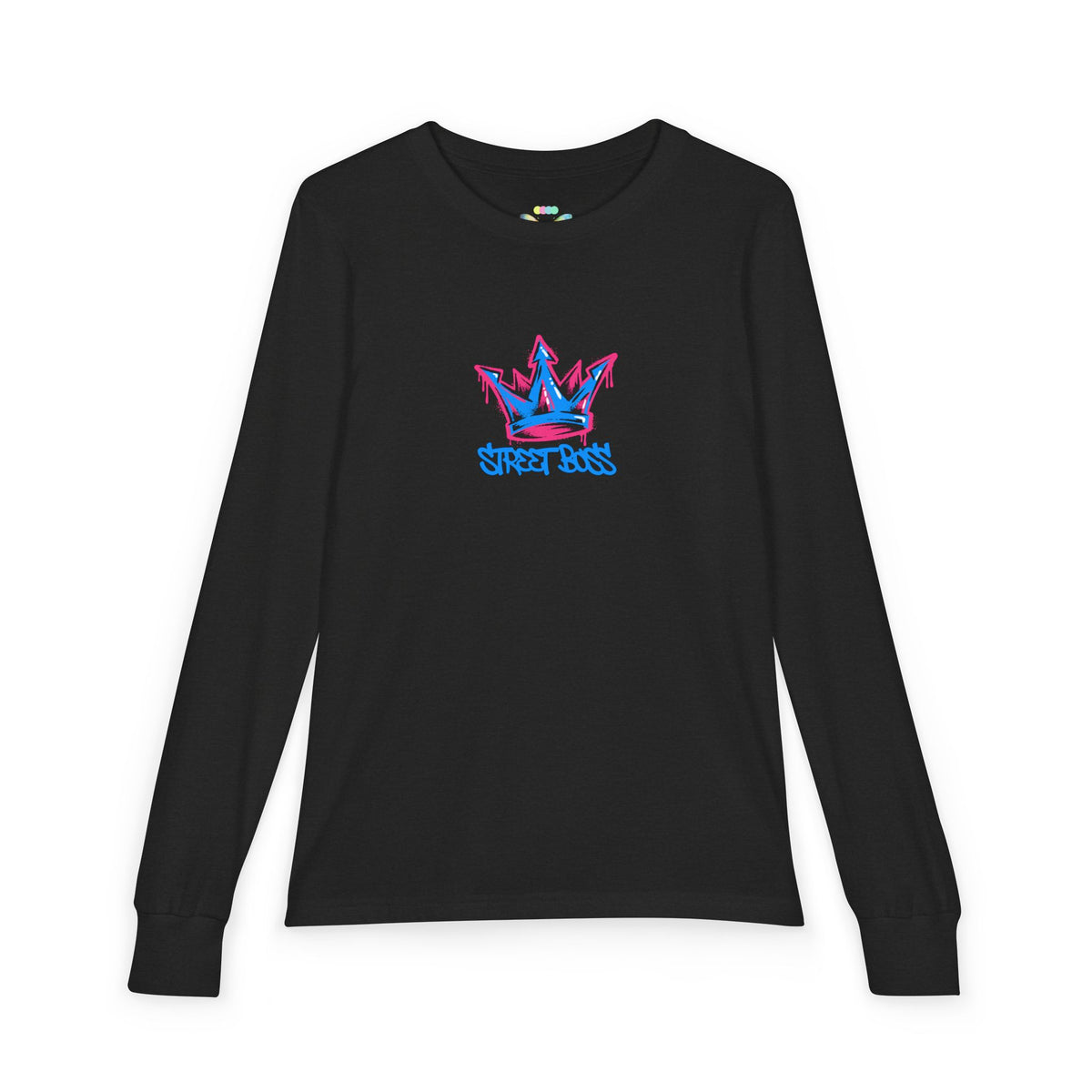 Youth Long Sleeve Tee — Graffiti Crown "Street Boss" Design