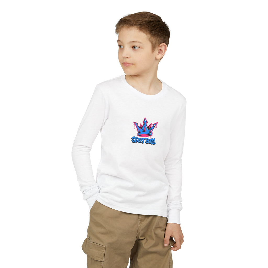 Youth Long Sleeve Tee — Graffiti Crown "Street Boss" Design