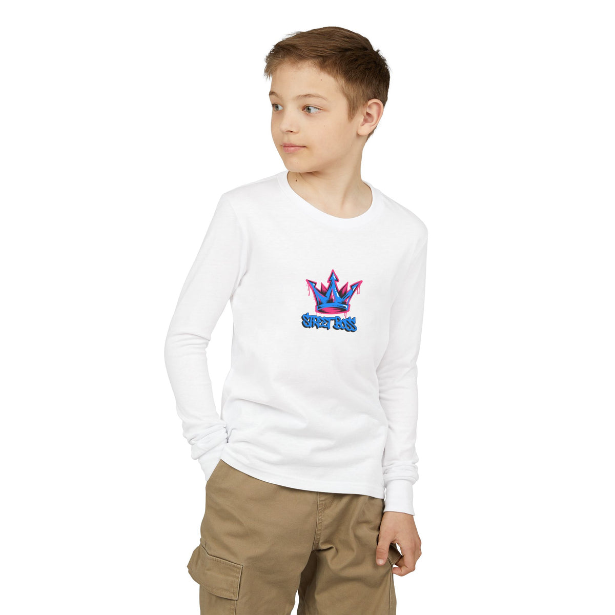 Youth Long Sleeve Tee — Graffiti Crown "Street Boss" Design