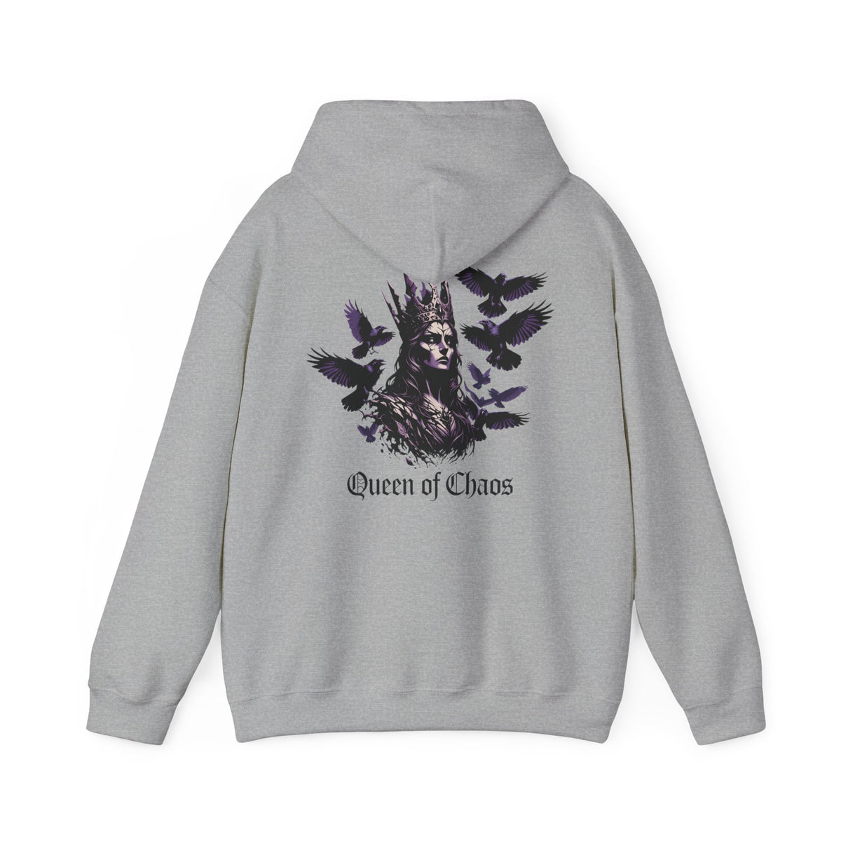 Queen of Chaos Hoodie — Gothic Crow Queen Graphic Hooded Sweatshirt