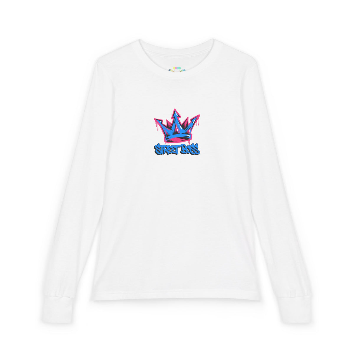 Youth Long Sleeve Tee — Graffiti Crown "Street Boss" Design