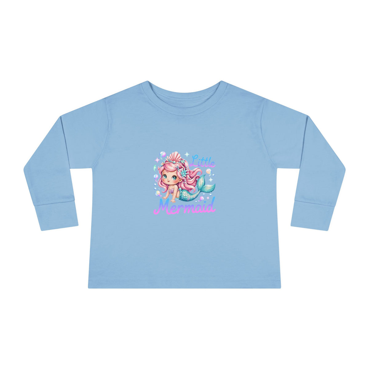 Little Mermaid Toddler Long Sleeve Tee — Cute Pink Mermaid Graphic