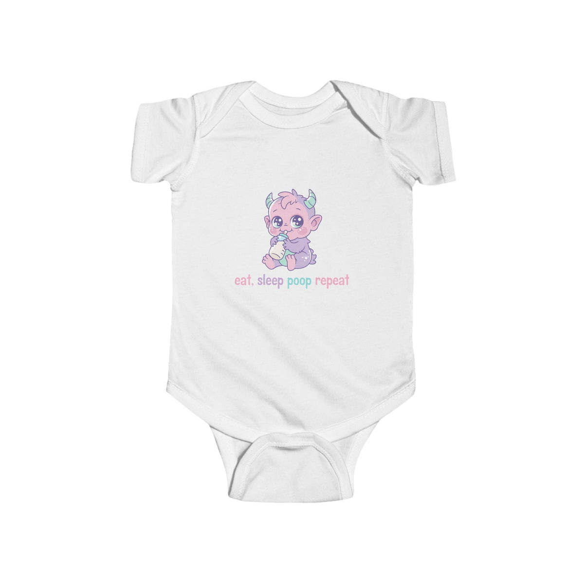 Infant Bodysuit — Cute Pastel Baby Graphic “eat. sleep. poop. repeat.”