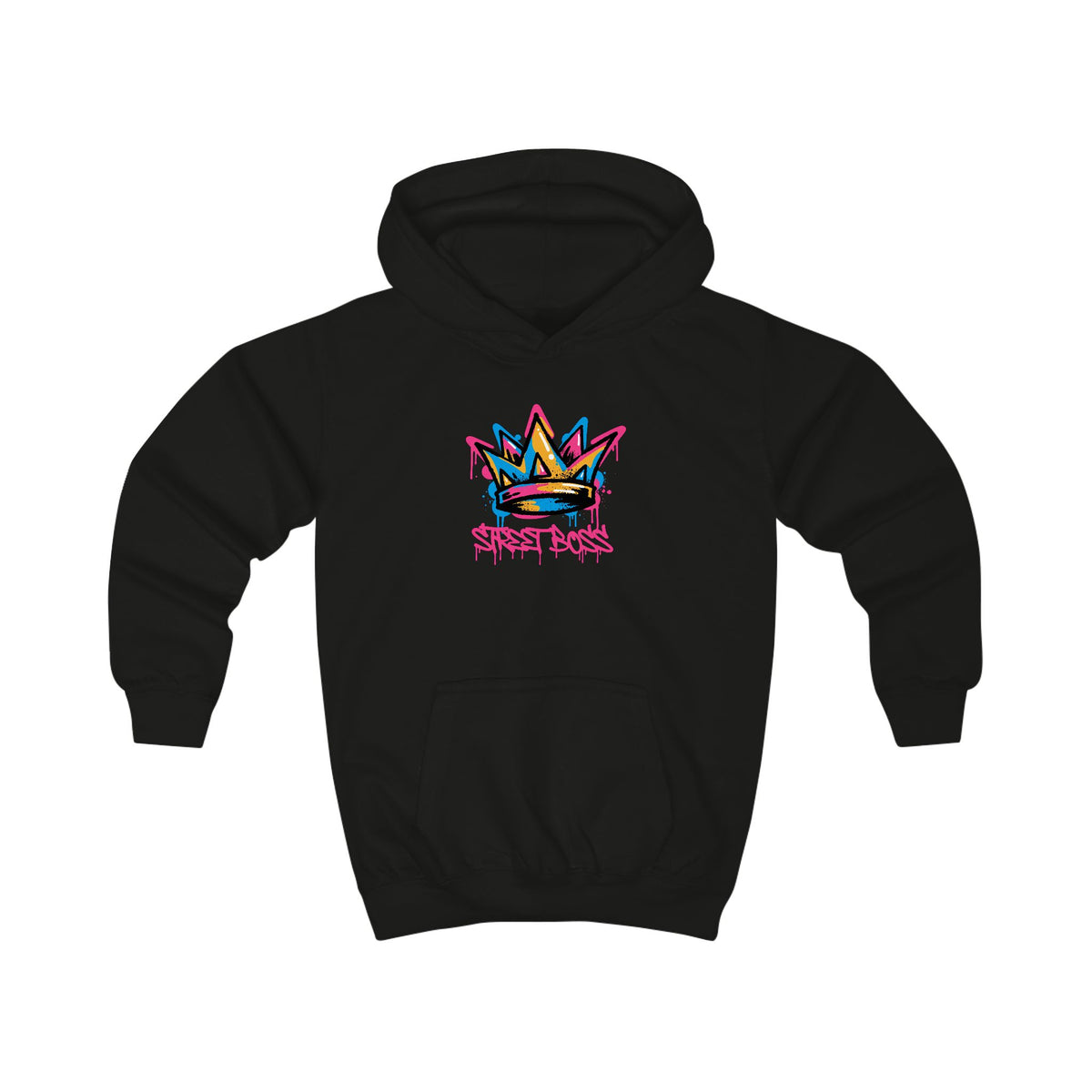 Kids Hoodie - "StreetBoss" Colorful Graffiti Crown