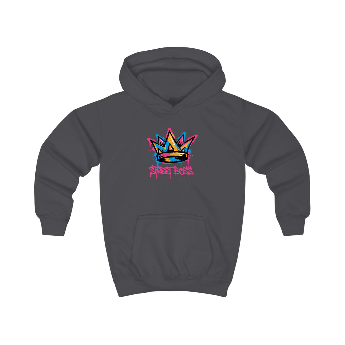 Kids Hoodie - "StreetBoss" Colorful Graffiti Crown